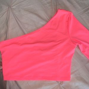 neon pink one sleeve top